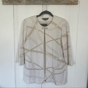 Ming Wang White & Gold Cardigan & Tank Set Size Large